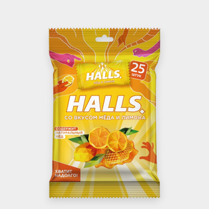 Карамель леденцовая «Halls» со вкусом мёда и лимона, 68 г