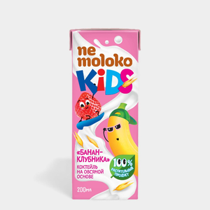 Коктейль на овсяной основе «NeMoloko» банан-клубника, 200 мл