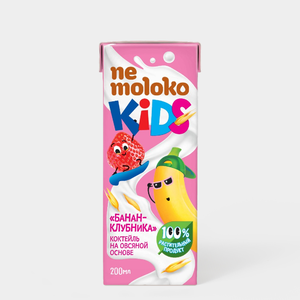 Коктейль на овсяной основе «NeMoloko» банан-клубника, 200 мл Коктейль на овсяной основе «NeMoloko» банан-клубника, 200 мл