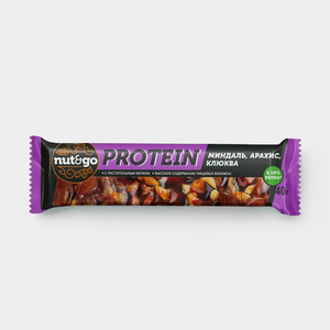 Батончик «Nut&Go» Protein миндаль, арахис, клюква, 36 г Батончик «Nut&Go» Protein миндаль, арахис, клюква, 36 г