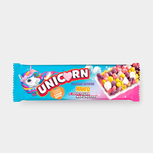 Злаковый батончик «UNICORN» со вкусом манго с хрустящим маршмеллоу, 22 г