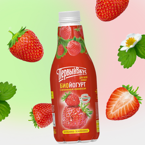 Биойогурт питьевой 2.5% «Первый вкус» Клубника-земляника 850г