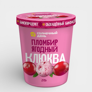 Мороженое «Солнечный день» Здоровая семья Клюква, 270 г