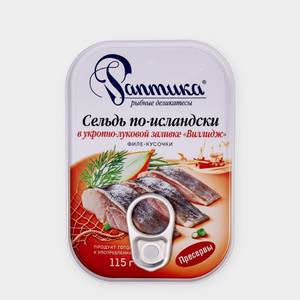 Сельдь «Раптика» по-исландски в укропно-луковой заливке «Виллидж», 115 г Сельдь «Раптика» по-исландски в укропно-луковой заливке «Виллидж», 115 г