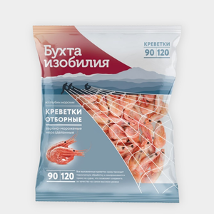 Креветки Отборные «Бухта изобилия» неразделанные, 90/120, 400 г