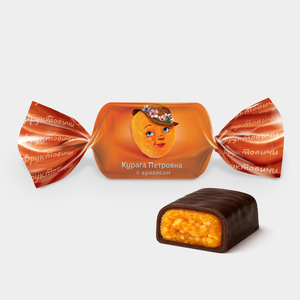 Конфеты «Фруктовичи» Курага Петровна с арахисом в темной глазури