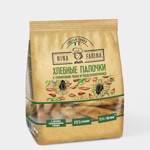 Хлебные палочки «Nina Farina» с семенами льна и подсолнечника, 160 г Хлебные палочки «Nina Farina» с семенами льна и подсолнечника, 160 г