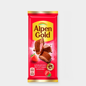 Шоколад молочный «Alpen Gold» с клубничной начинкой, 80 г