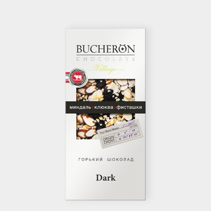 Шоколад «Bucheron Village» горький с миндалем, клюквой и фисташками, 85 г Шоколад «Bucheron Village» горький с миндалем, клюквой и фисташками, 85 г
