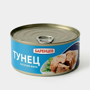 Тунец полосатый «Баренцев» кусочки филе, 140 г