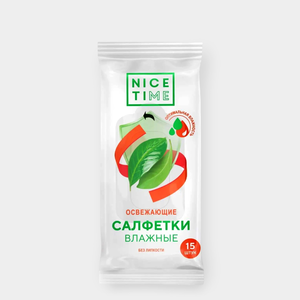 Салфетки влажные «Nice Time» освежающие, 15шт