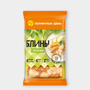 Блинчики «Солнечный день» с яблочной начинкой, 360 г Блинчики «Солнечный день» с яблочной начинкой, 360 г