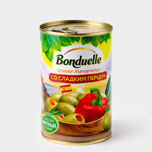 Оливки Мансанилья «Bonduelle» фаршированные сладким перцем, 314 мл