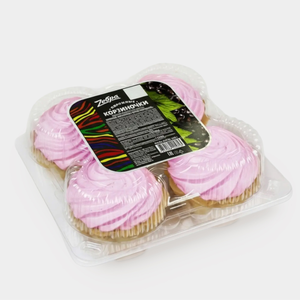 Пирожные Корзиночки с белковым кремом и пюре из черной смородины, 300 г Пирожные Корзиночки с белковым кремом и пюре из черной смородины, 300 г