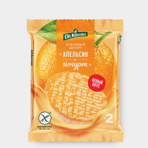 Злаковый десерт рисовый «Dr Korner» апельсиновый с йогуртом, 34 г