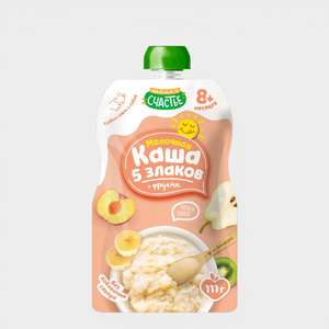 Каша молочная «Маленькое счастье» 5 злаков + фрукты, 111 г