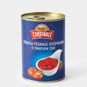Томаты «Cardinale» резаные кусочками, в томатном соке, 400 г