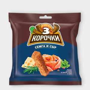 Сухарики «3 Корочки» со вкусом сёмги с сыром, 100 г