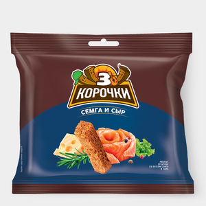 Сухарики «3 Корочки» со вкусом семги с сыром и соусом тартар Calve, 80 г