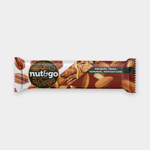Батончик «Nut&Go» с миндалем, пеканом, карамелью и морской солью, 36 г