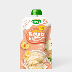 Каша молочная «Маленькое счастье» 5 злаков + фрукты, 111 г