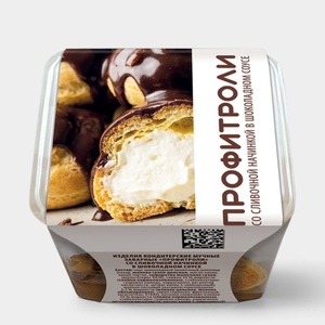 Профитроли со сливочной начинкой в шоколадном соусе, 110 г