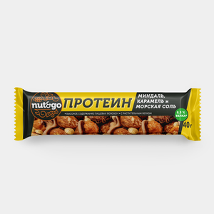 Миндальный батончик «Nut&Go» Протеин, с карамелью и морской солью, 40 г
