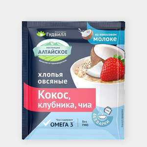 Овсяные хлопья «Гудвилл» с кокосом, клубникой и семенами чиа, 35 г
