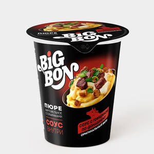 Пюре картофельное «BigBon» с сухариками и соусом со вкусом говядины, 60 г