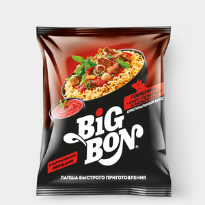 Лапша «BigBon» с говядиной и соусом, 75 г