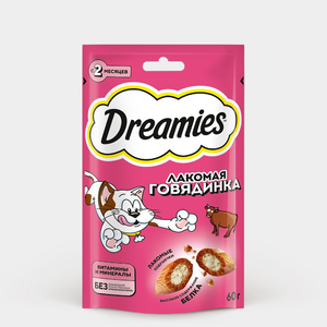 Лакомство для кошек «Dreamies» подушечки с говядиной, 60 г
