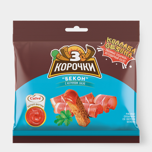 Сухарики «3 Корочки» со вкусом бекона и кетчупом Calve, 85 г