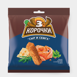Сухарики «3 Корочки» со вкусом сёмги с сыром, 100 г