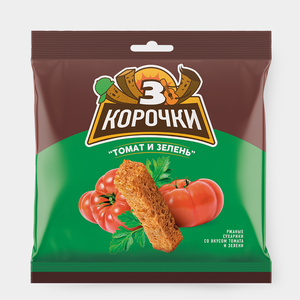 Сухарики «3 Корочки» со вкусом томата и зелени, 100 г