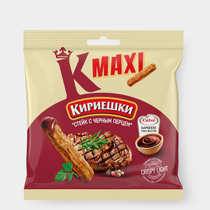 Сухарики «Кириешки Maxi» со вкусом стейка с черным перцем и соусом барбекю Calve, 75 г Сухарики «Кириешки Maxi» со вкусом стейка с черным перцем и соусом барбекю Calve, 75 г