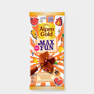Шоколад молочный «Alpen Gold Max Fun» c фруктовыми кусочками, 140 г
