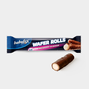 Трубочки «Babyfox wafer rolls» с молочной начинкой, 16 г Трубочки «Babyfox wafer rolls» с молочной начинкой, 16 г