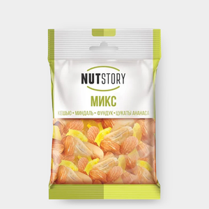 Кешью, миндаль, фундук и цукаты ананаса «NutStory», 43 г Кешью, миндаль, фундук и цукаты ананаса «NutStory», 43 г