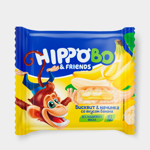 Пирожное «HIPPOBO» с начинкой со вкусом банана, 32 г Пирожное «HIPPOBO» с начинкой со вкусом банана, 32 г