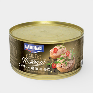 Паштет печеночный «Главпродукт» нежный с куриной печенью, 240 г Паштет печеночный «Главпродукт» нежный с куриной печенью, 240 г