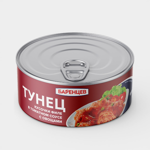Тунец «Баренцев» филе в томатном соусе с овощами, 185 г