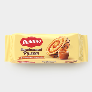 Рулет «Яшкино» бисквитный «С варёной сгущёнкой», 200 г Рулет «Яшкино» бисквитный «С варёной сгущёнкой», 200 г