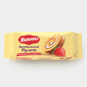 Рулет «Яшкино» бисквитный клубника со сливками, 200 г Рулет «Яшкино» бисквитный клубника со сливками, 200 г