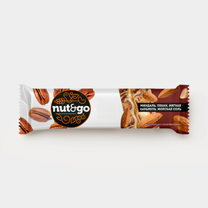 Батончик «Nut&Go» с миндалем, пеканом, карамелью и морской солью, 36 г