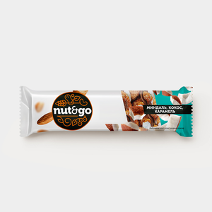 Батончик «Nut&Go» с миндалем, кокосом и карамелью, 36 г