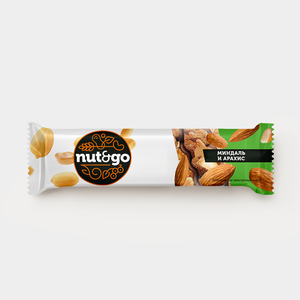 Батончик «Nut&Go» с миндалем и арахисом, 36 г