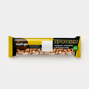 Миндальный батончик «Nut&Go» Протеин, с карамелью и морской солью, 40 г Миндальный батончик «Nut&Go» Протеин, с карамелью и морской солью, 40 г