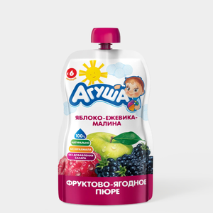 Фруктово-ягодное пюре «Агуша» Яблоко-ежевика-малина, 90 г Фруктово-ягодное пюре «Агуша» Яблоко-ежевика-малина, 90 г