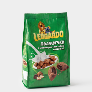 Готовый завтрак «Leonardo» Подушечки с шоколадно-ореховой начинкой, 250 г Готовый завтрак «Leonardo» Подушечки с шоколадно-ореховой начинкой, 250 г