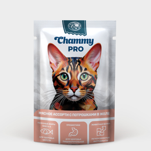 Корм для кошек «Chammy PRO» мясное ассорти с потрошками в желе, 85 г Корм для кошек «Chammy PRO» мясное ассорти с потрошками в желе, 85 г